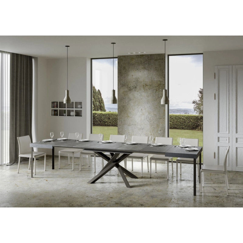Tavolo allungabile 140/400x90 cm Volantis telaio Antracite - Cemento