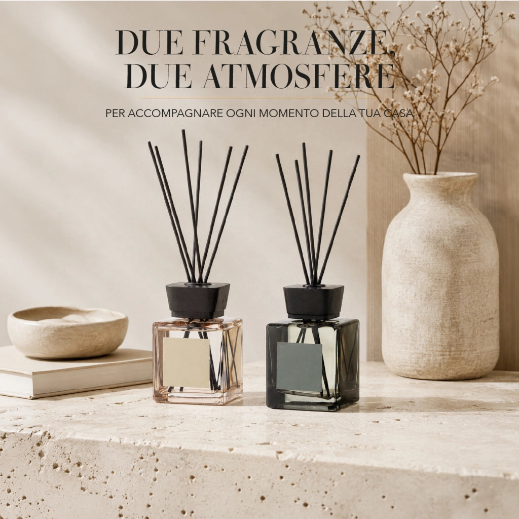 Set 2 Pezzi Diffusori Ambiente con Bastoncini Profumatori Casa 2 Fragranze 200 ml o 500 ml  200 ml