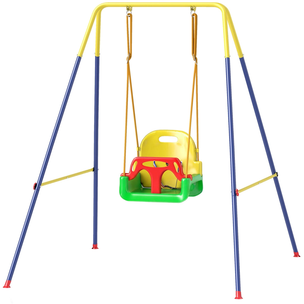 Altalena da Giardino per Bambini Regolabile ¨C Minimal ¨C Verde, Acciaio, PP, 128x155x157 cm