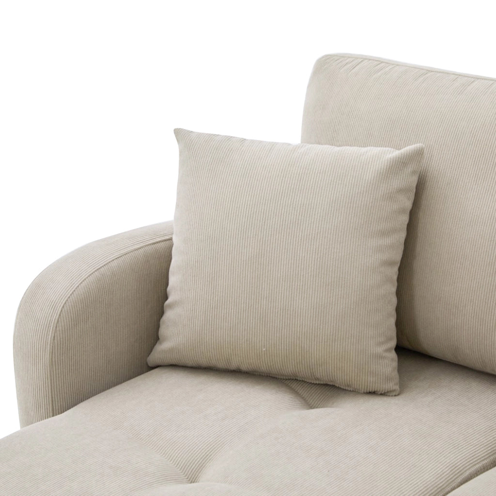 Divano Angolare con Chaise Longue 3 Posti ¨C MINIMAL ¨C Tessuto a Coste, Gambe in Plastica, 166x118x77 cm