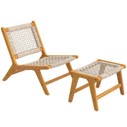 Sedia Lounge con Poggiapiedi ¨C Zephmum ¨C Acacia, Rattan, Grigio 2 Pezzi