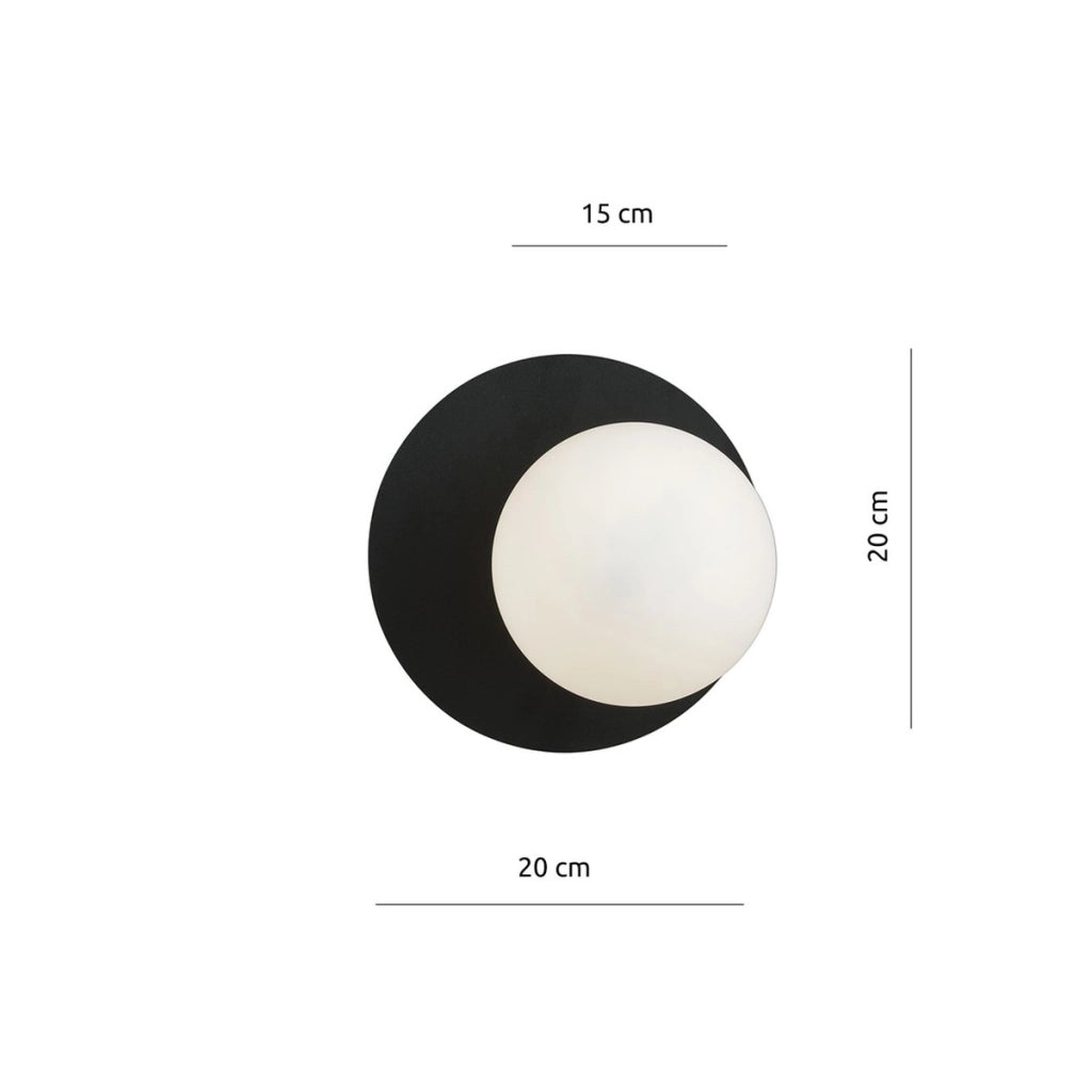 Lampada da parete Oslo in acciaio nero e vetro opalino