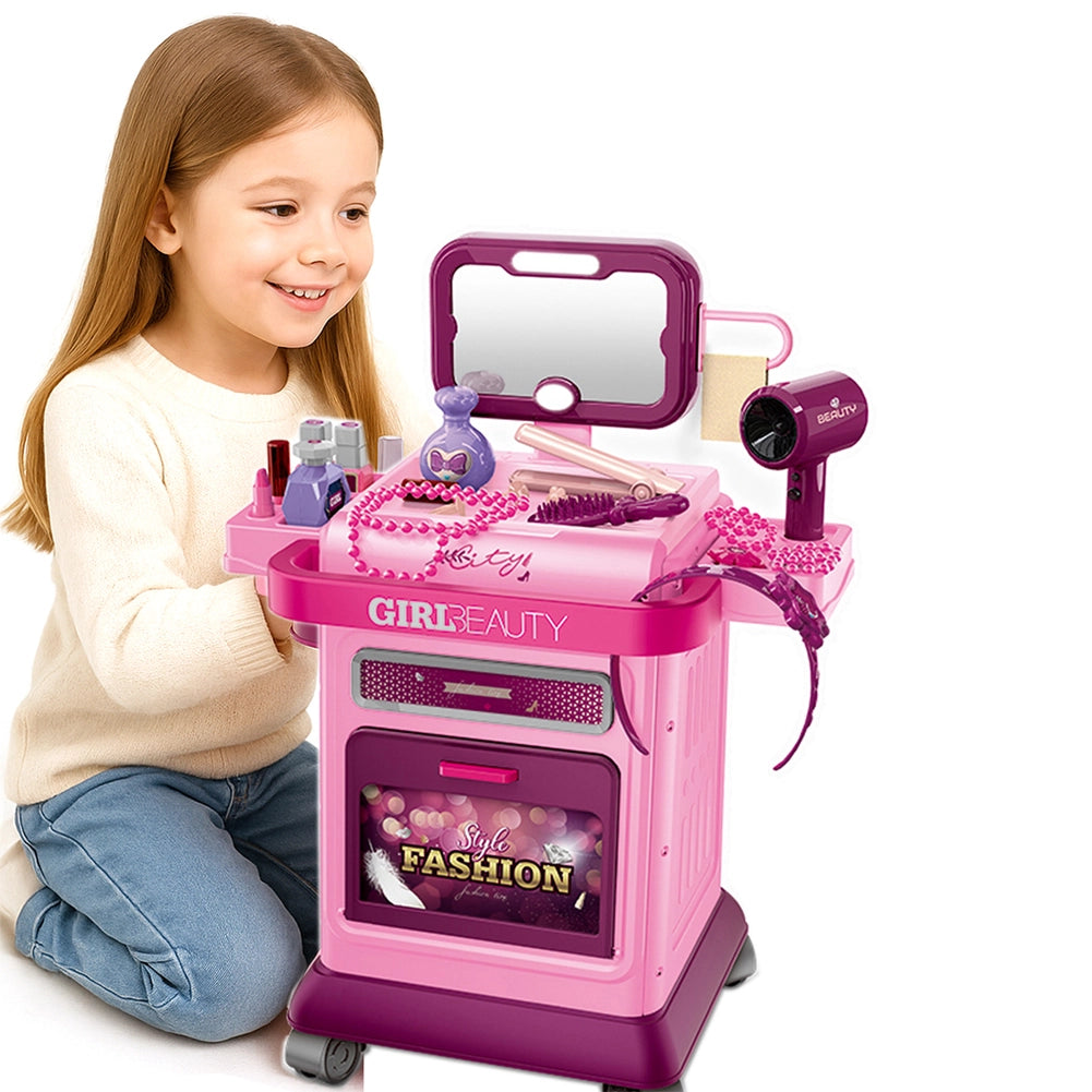 Carrello Trucco per Bambine con Accessori Postazione Make up Gioco Idea Regalo