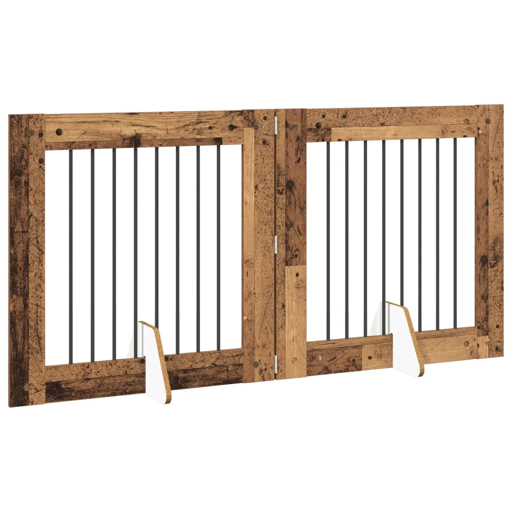 Cancello per cani con supporti 2 pz Legno antico 80 x 80 cm CFW5042596