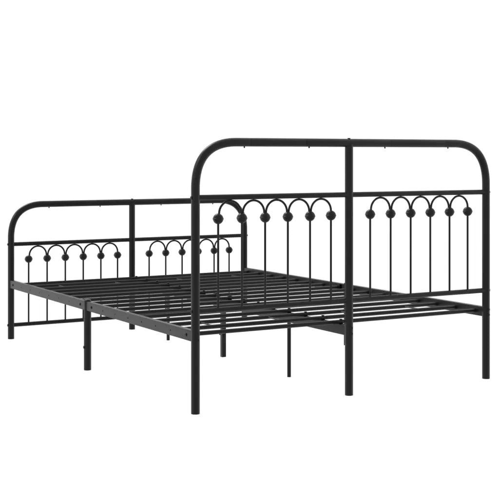 Giroletto con Testiera e Pediera-Struttura Letto Metallo Nero 137x190 cm 178743