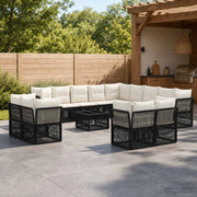Set Divano da Giardino 14 pz Nero polyrattan 3434437