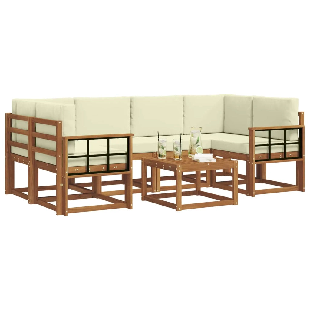 Set di divani da esterno con cuscino 7 pcs Naturale e Crema 3366088