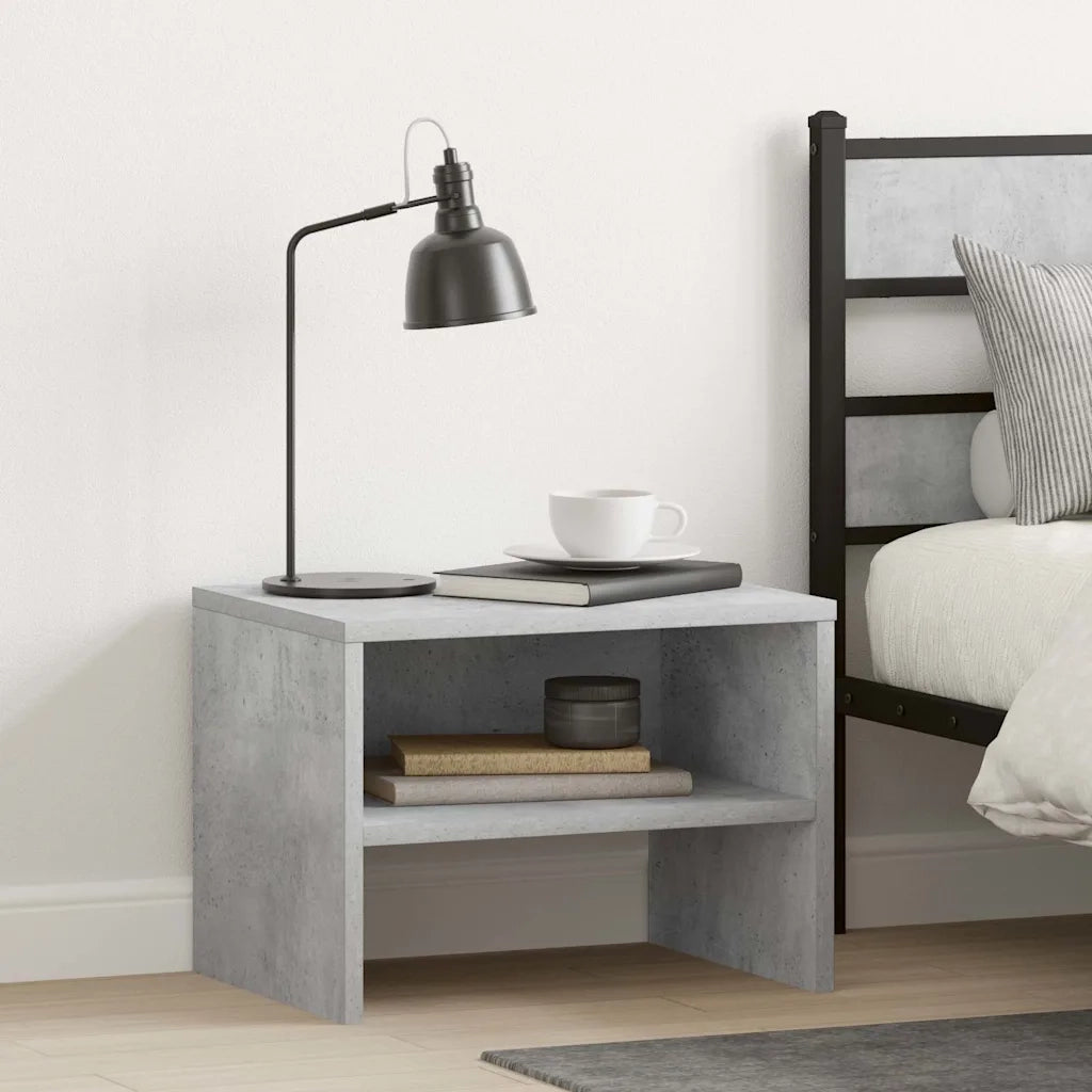 Comodino Grigio Cemento 40x30x30 cm in Legno Multistrato 800071