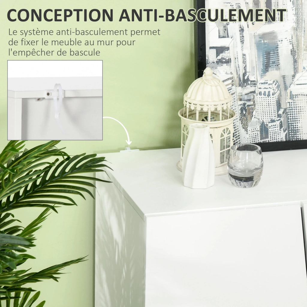 Armadio con ante scorrevoli e ripiano regolabile ¨C zephmum ¨C bianco lucido 150x40x88