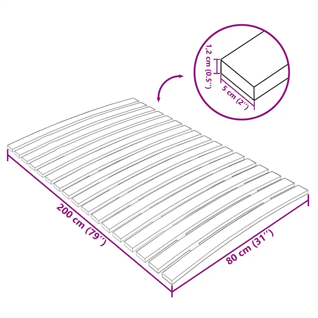 Rete di ricambio per letto con 17 doghe 80x200 cm 340071