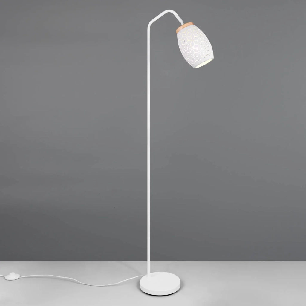 LÚZETE - LAMPADA DA TERRA 1 LUCE METALLO BIANCO E27 BIRKITA