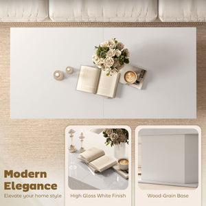 Tavolino da Caffè Estensibile 108-178.5x53x49 cm con Vano Contenitore Moderno Bianco Lucido