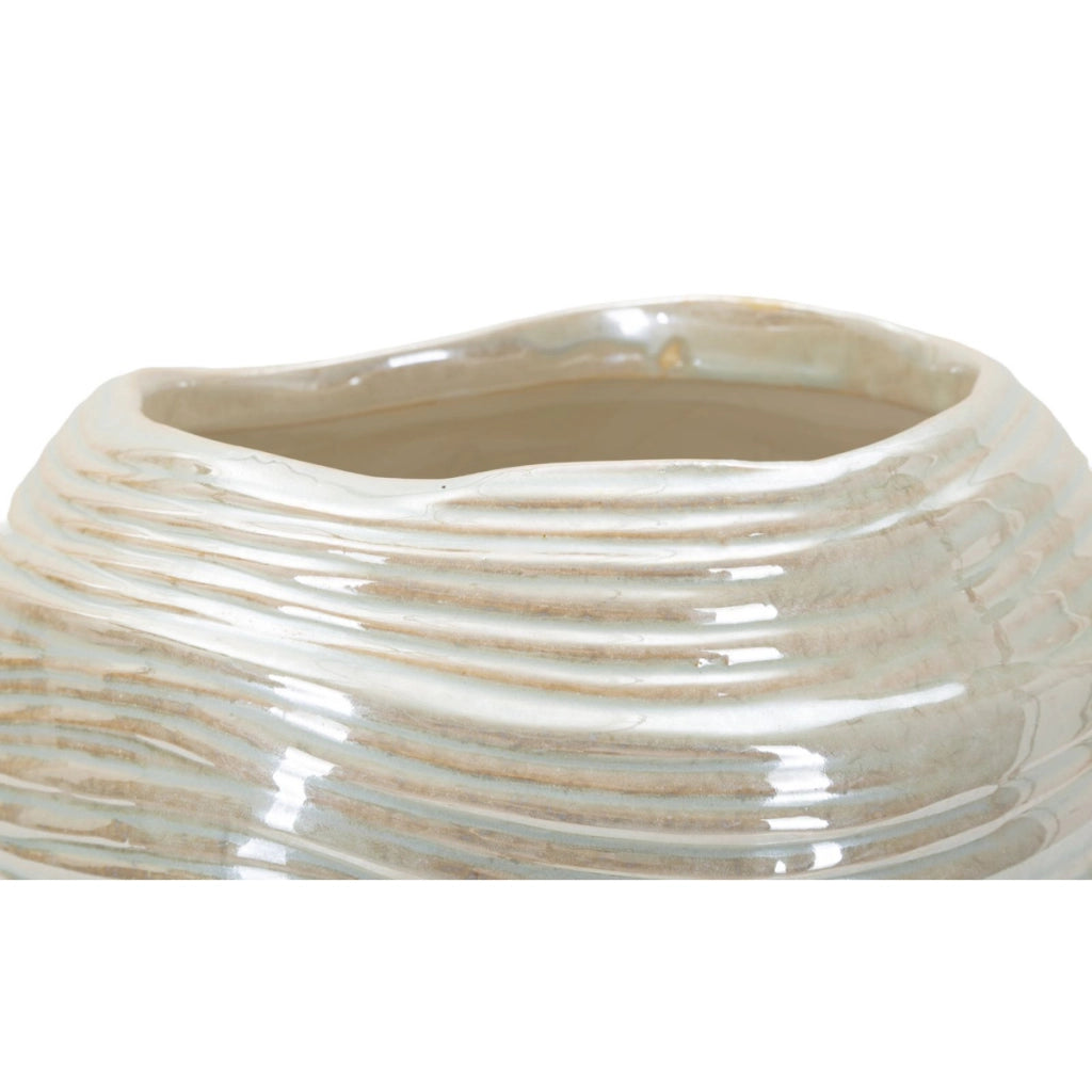 Vaso Decorativo VKH845, Bianco, Ceramica, 22x22x20 cm