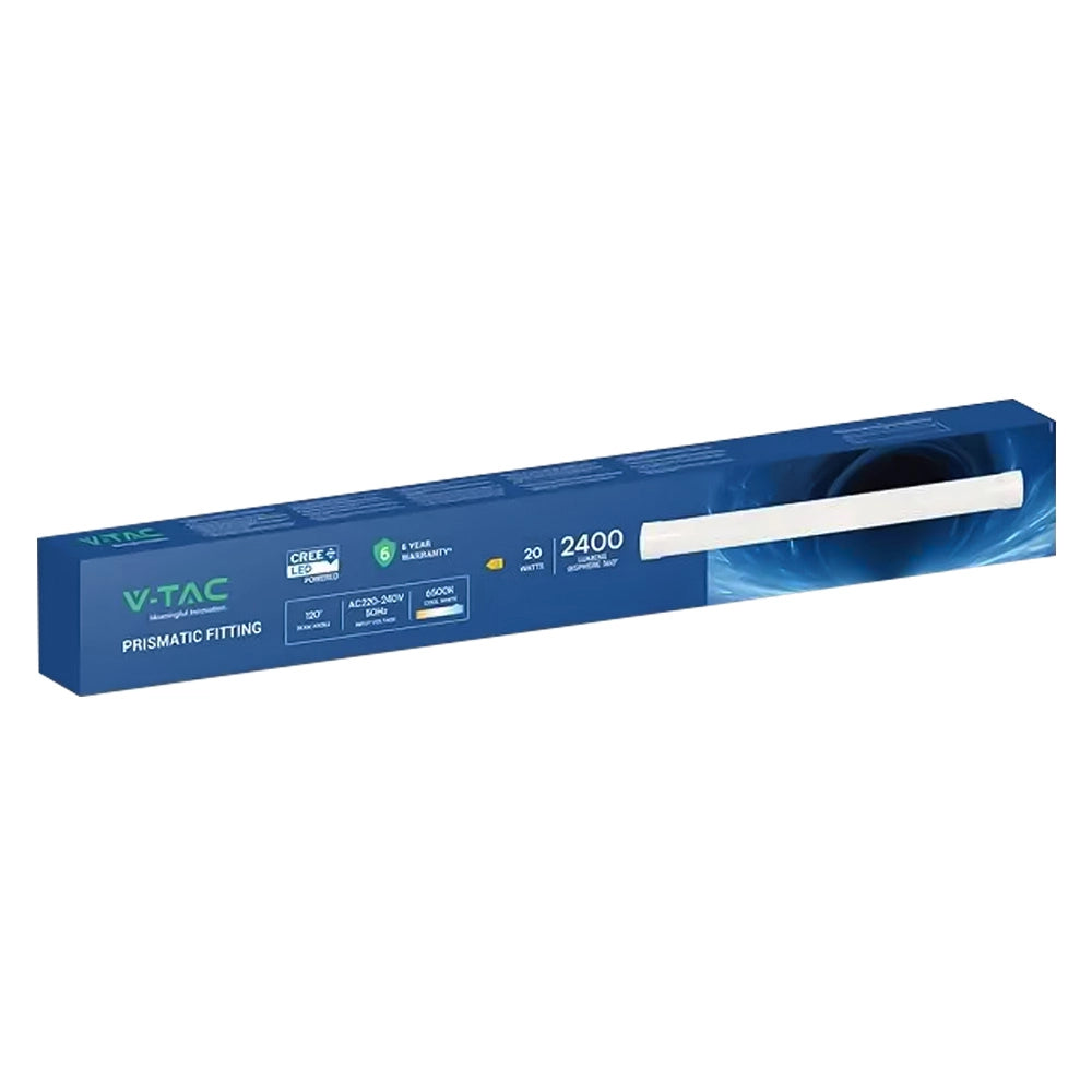 PLAFONIERA TUBO LED PRISMATICA 20W - 4000K mm 566 x 76 x 24  - VTAC