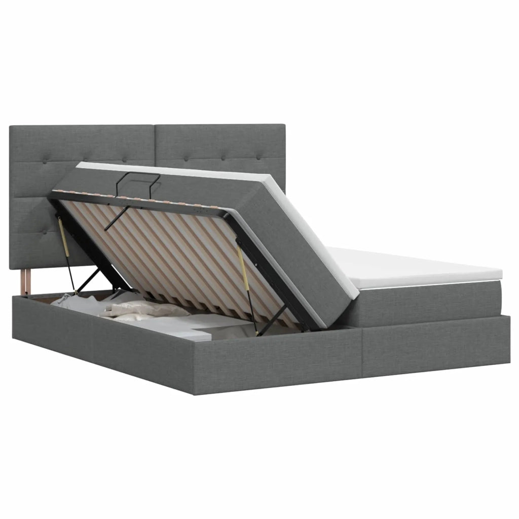 Letto con Contenitore Grigio Scuro 200 x 200 cm Tessuto 3459796