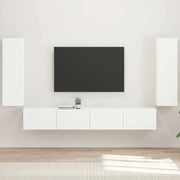 Set di Mobiletto da TV a Parete 4 pcs Bianco Legno multistrato