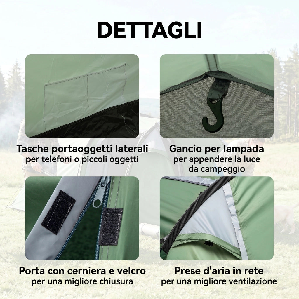 Tenda da Campeggio 4 Posti ¨C Zephmum ¨C Verde Scuro 426x206x15 cm
