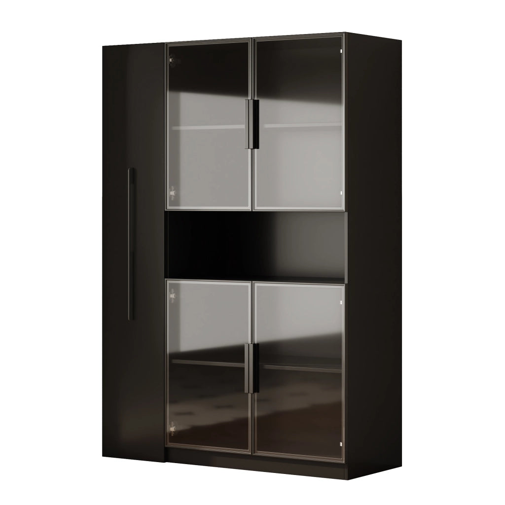 Vetrina multifunzione con LED multicolore e ripiani estraibili 110x35x160 cm nera