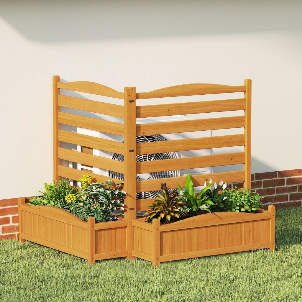 Recinzione condizionatore fioriera schermo privacy legno esterno 2 pannelli-Recinzione autoportante senza scavo decorativa giardino
