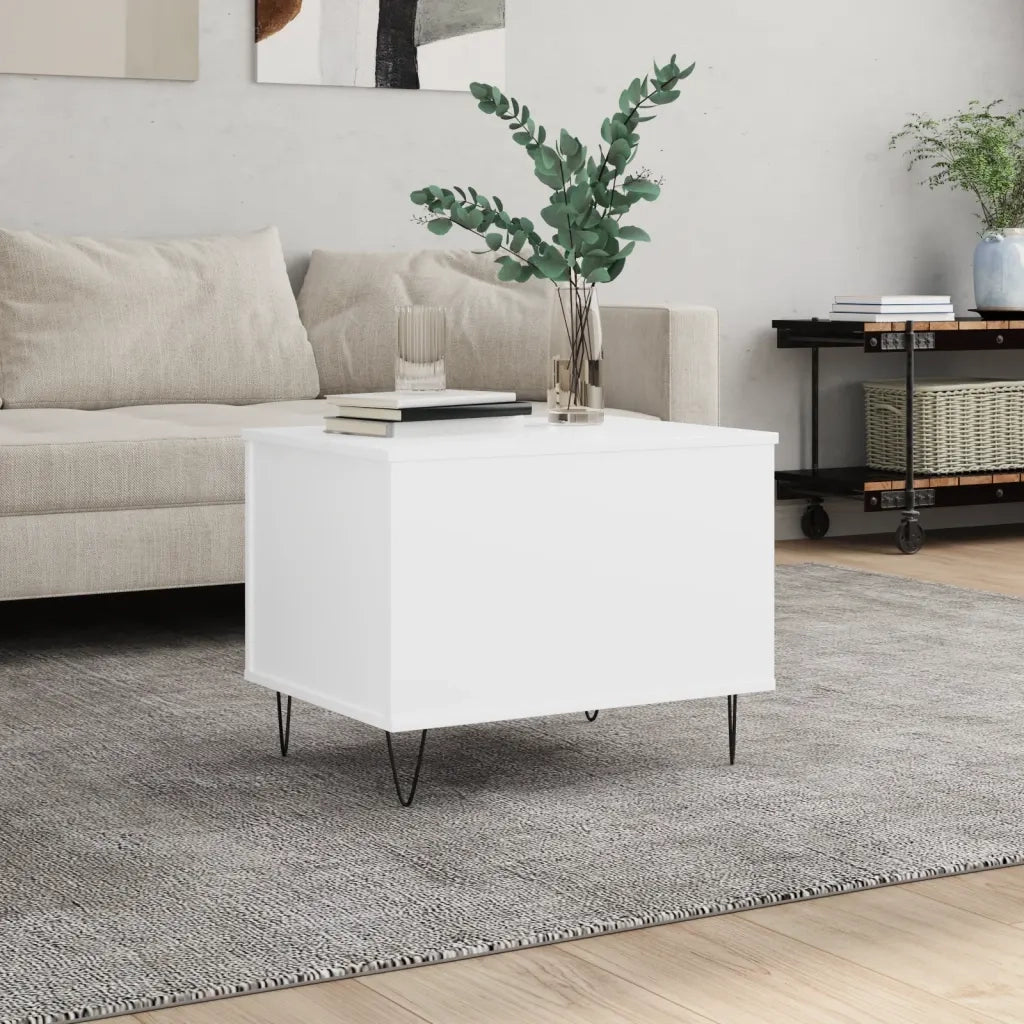 Tavolino da salotto | Tavolino da caff¨¨ | Tavolino da Soggiorno Bianco 60x44,5x45 cm in Legno Multistrato