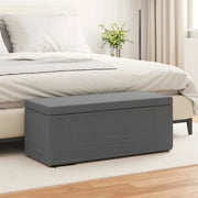 Pouf Grigio scuro Tessuto e Legno Ingegnerizzato