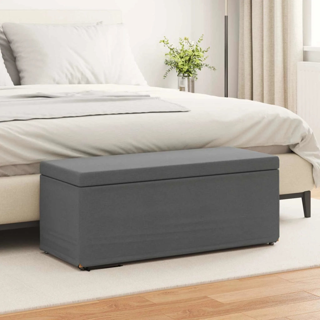Pouf Grigio scuro Tessuto e Legno Ingegnerizzato