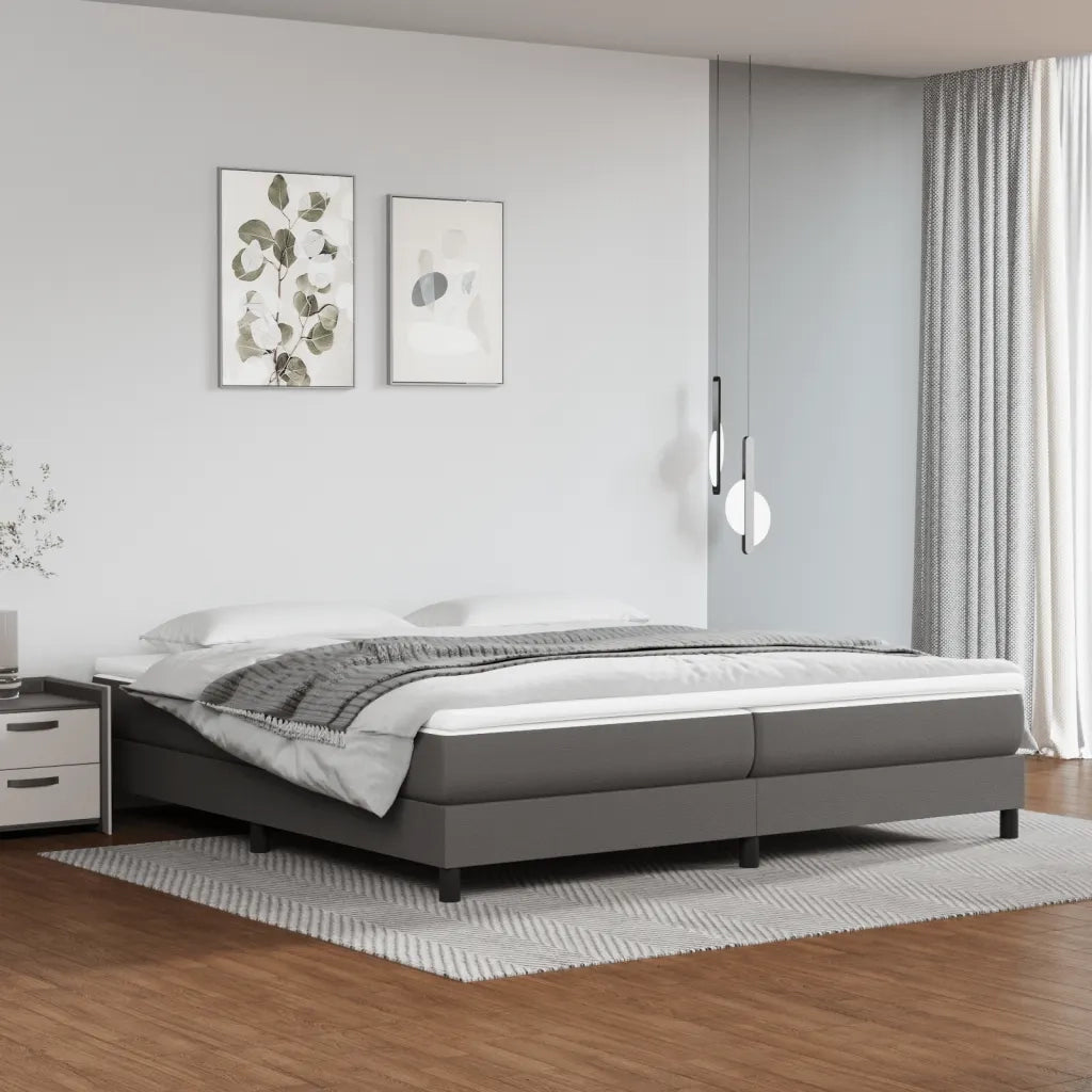 Struttura Letto a Rete a Molle-Giroletto Grigio 200x200 cm in Similpelle 743809