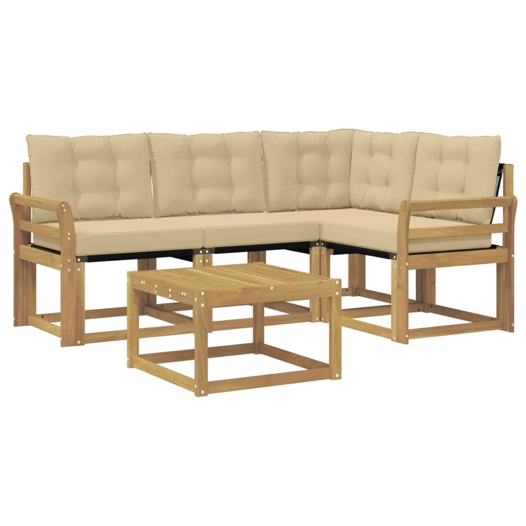 Set di divani da esterno 5 pz Bianco e Beige 3389455