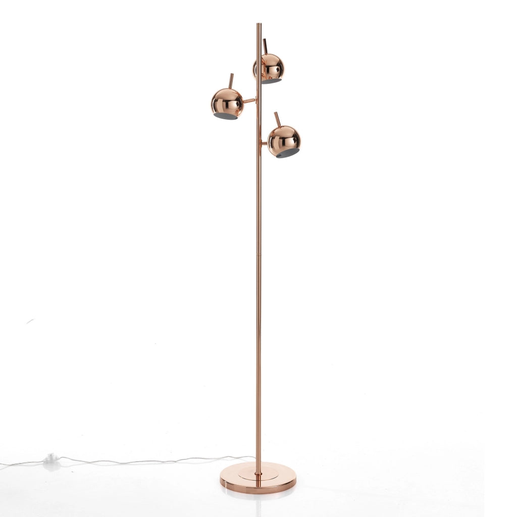 Lampada da terra 3 paralumi in metallo finitura rame cm. Ø.27 H.165