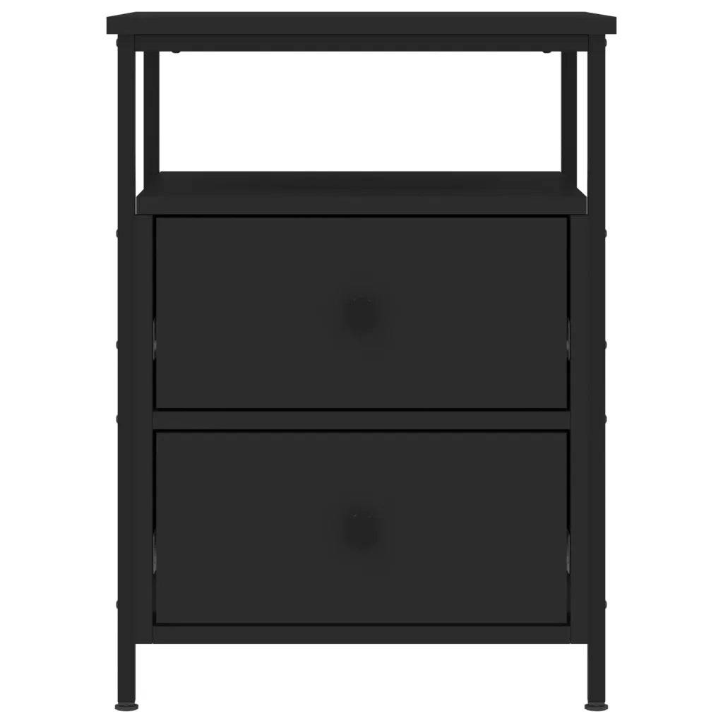 Set di 2 Comodini | Armadio da Notte | Mobiletto da notte Neri 44x45x60 cm in Legno Multistrato