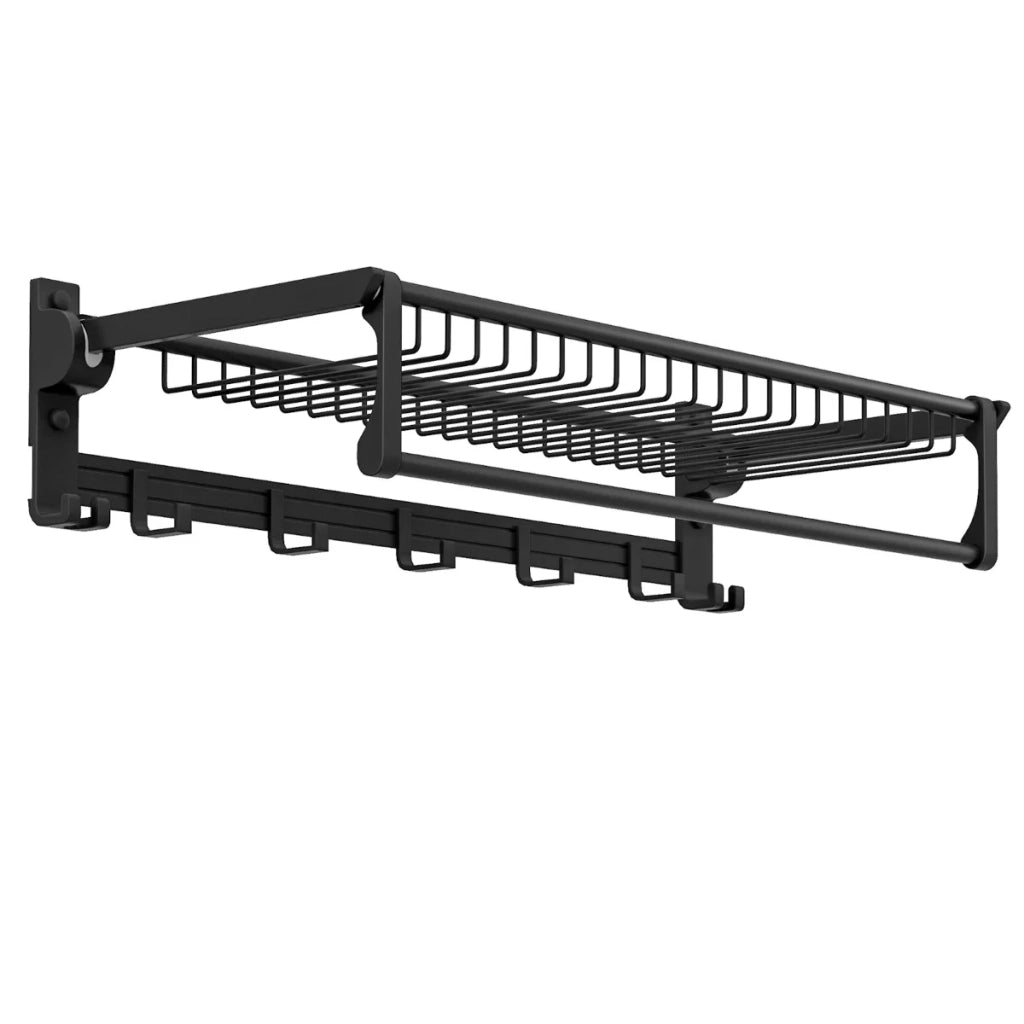 Portasciugamani pieghevole 59,5 x 26 x 14 cm organizzazione ottimale design contemporaneo alluminio nero 20_0019997