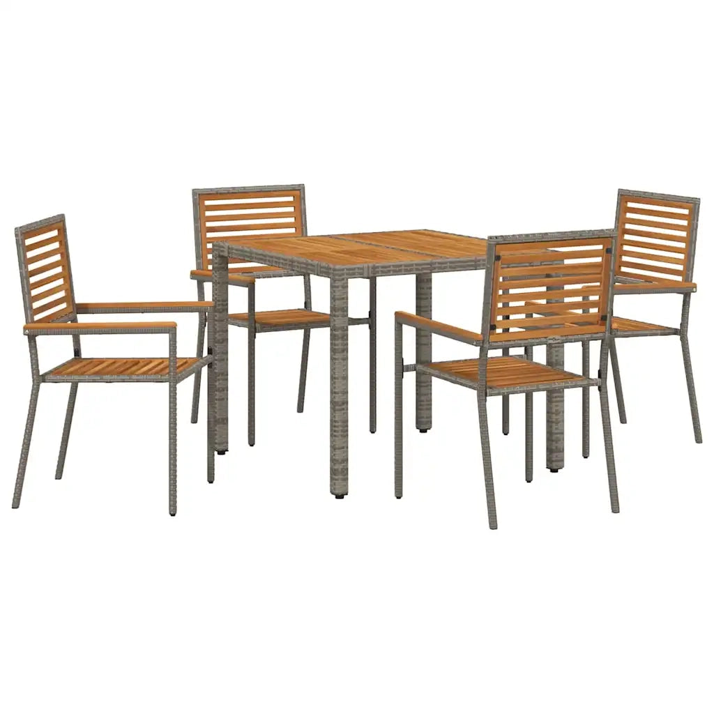 Set da Pranzo per Giardino 5 pz | Set Salotto da Giardino Grigio e Marrone polyrattan