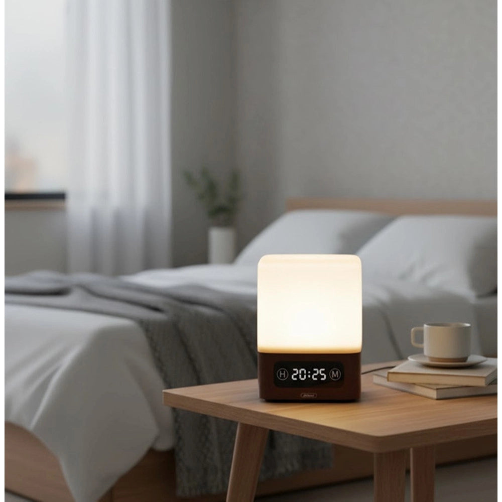 Trade Shop - Lampada Da Tavolo A Led Con Luce Notturna Display Design Elegante Moderno Q-led314 -