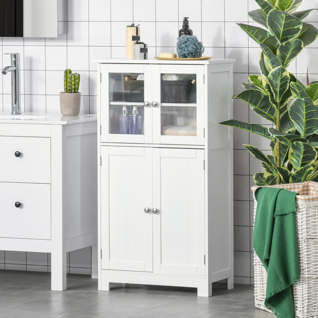 Mobiletto Bagno con due Armadietti 60x30x108,5 cm in MDF Bianco