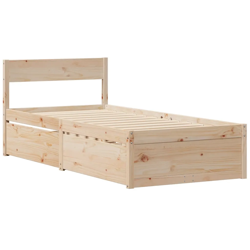 Letto senza Materasso 75x190 cm in Legno Massello Pino