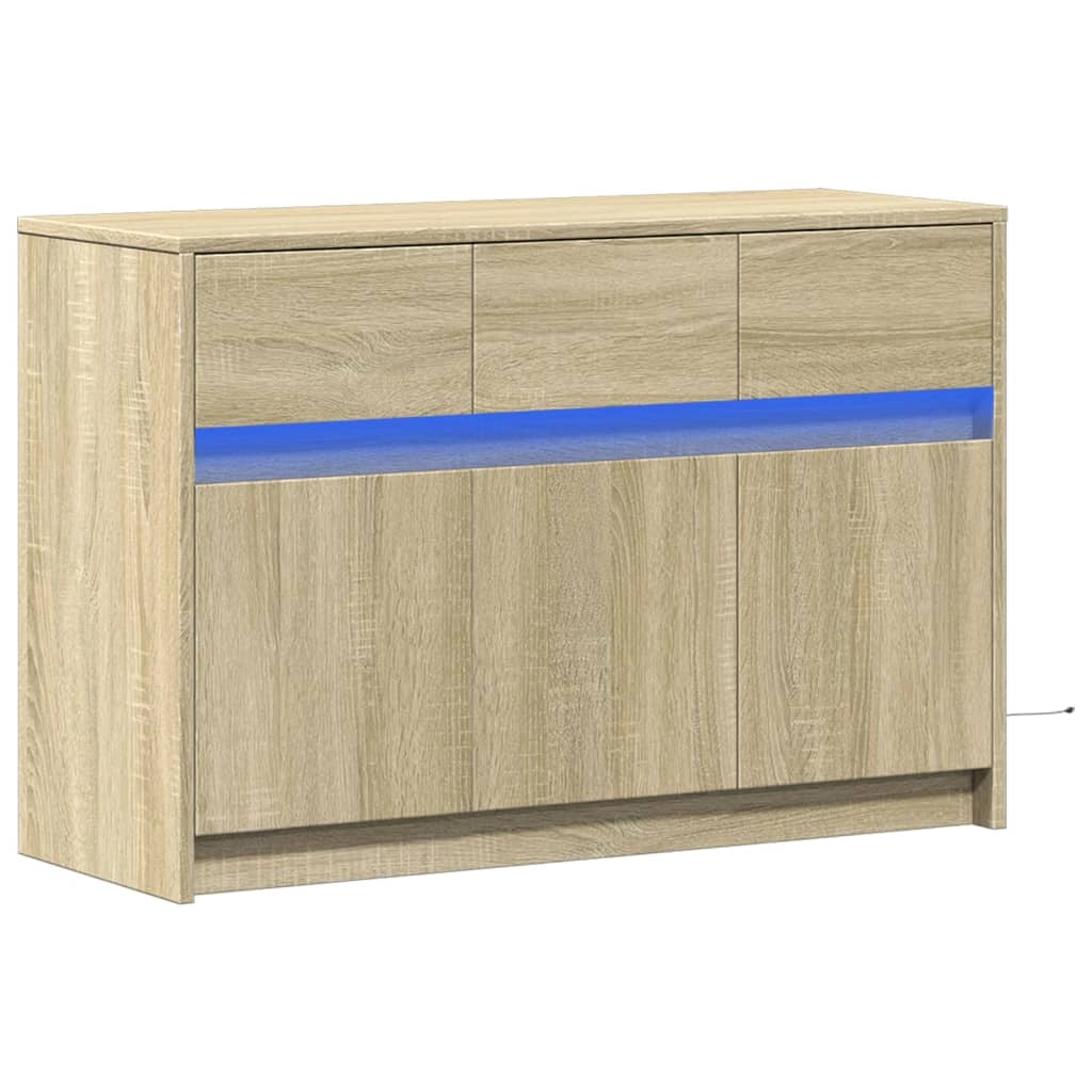 Mobile TV multimediale mensola TV credenza mobile TV sala da pranzo soggiorno camera da letto con illuminazione a LED rovere Sonoma 91 x 34 x 61 cm legno ingegnerizzato marrone 02_0026491