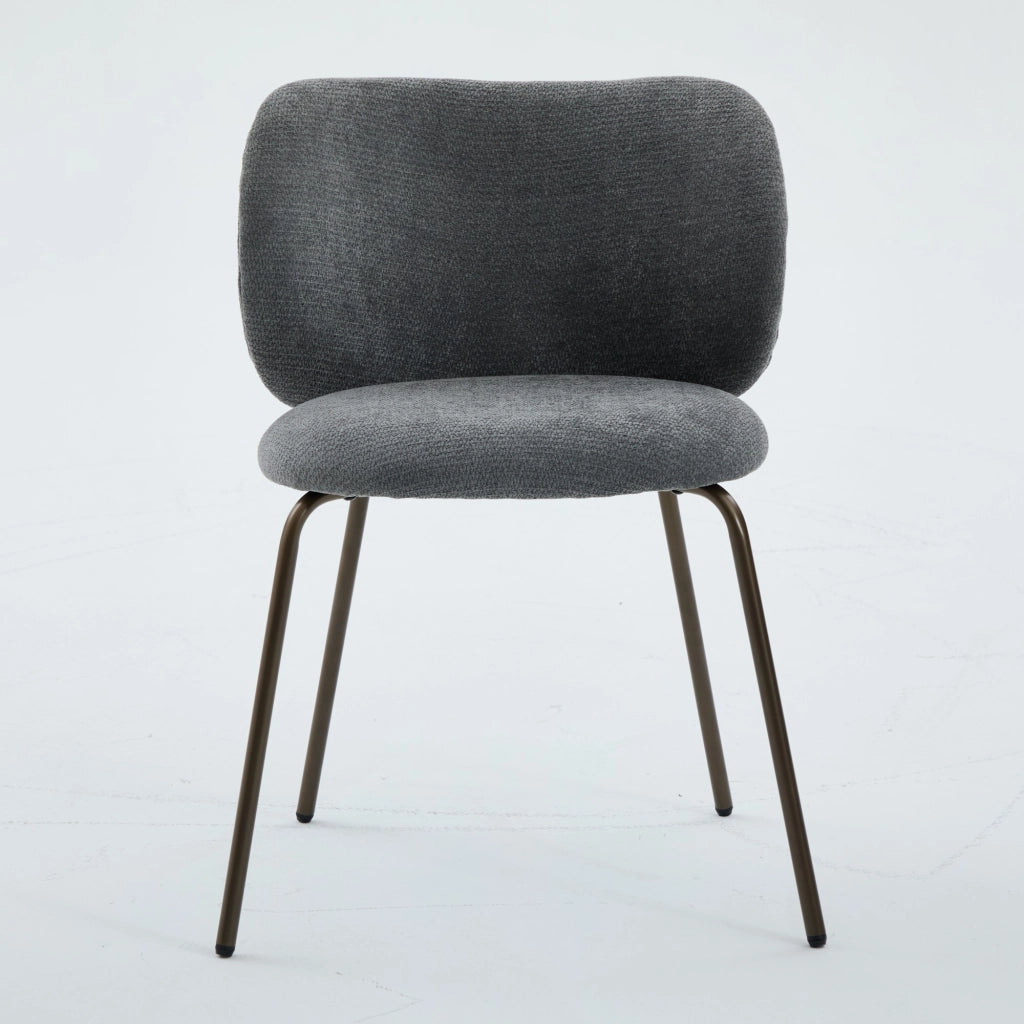 Sedia da Pranzo in Tessuto Chenille ¨C Xylo ¨C Grigio, Schienale Curvo, Gambe in Metallo