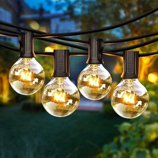Illuminazione di Natale Lampadine a Sospensione G40 8M 28 Basi - Illuminazione Esterna per Feste di Natale Matrimoni - IP44 (25 pezzi con 3 riserve)