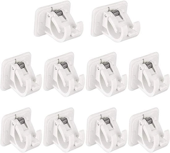 Hanger per tenda - 10 pezzi di supporto per tenda adesivi - supporti per tende - attaccare la barra per tende - Barra per tende - Tenda a muro - Tenda a soffitto - Bianco - Supporti migliorati per barra per tende