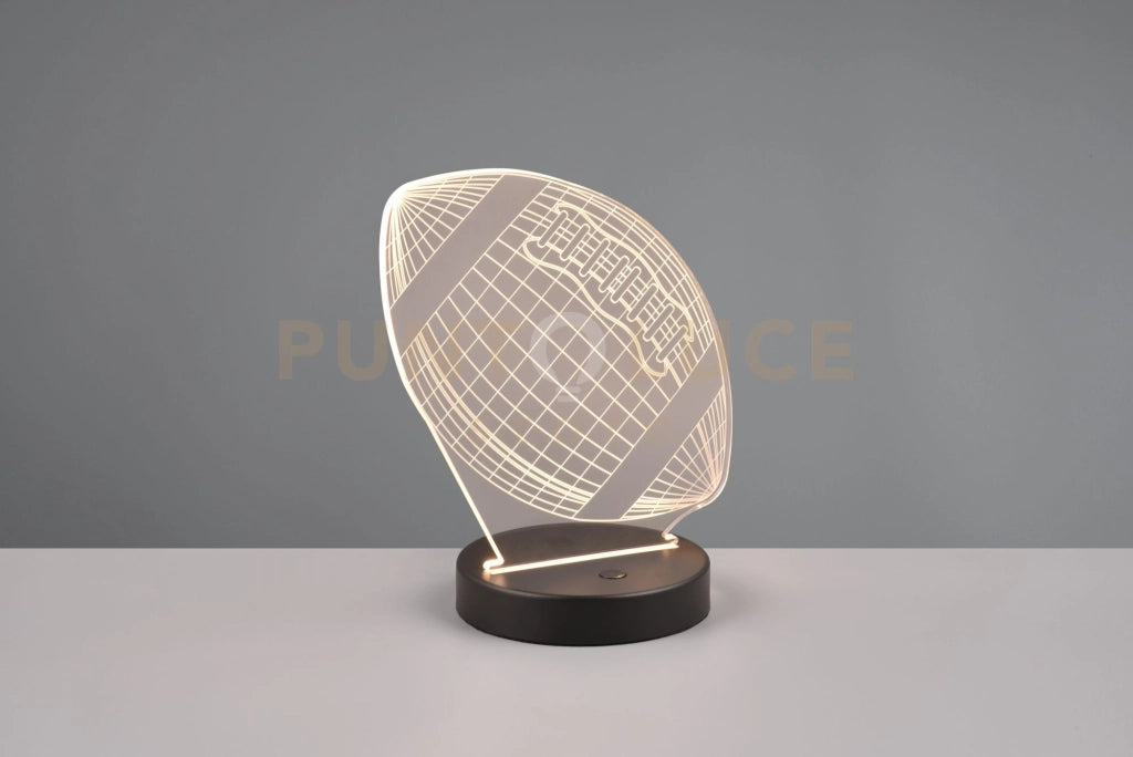 FOOTBALL LAMPADA DA TAVOLO LED 3,2W 250lm, 3000K DECORO PALLONE DA FOOTBALL ANCHE CON EFFETTO RGB H. 22CM