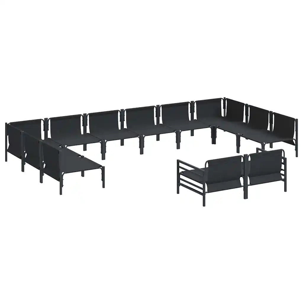 Set Divano da Giardino con cuscino 12 pcs Nero Acciaio 3379026