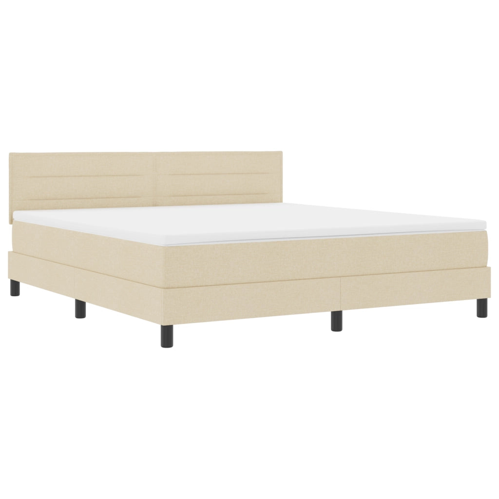 Letto Box Spring con Materasso Crema 180x200 cm Tessuto