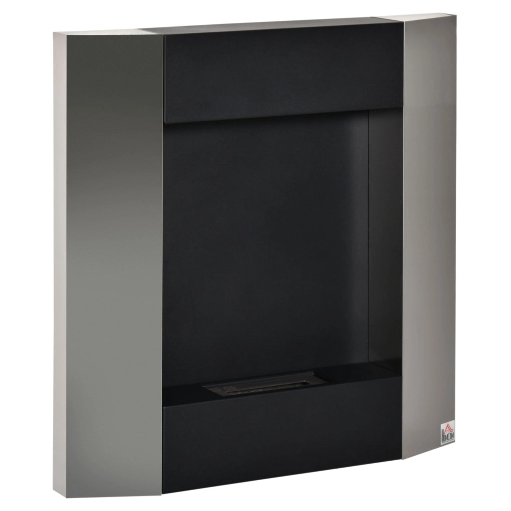 Camino Bioetanolo da Parete ¨C zephmum ¨C Argento e Nero, Acciaio, 72x11x72cm