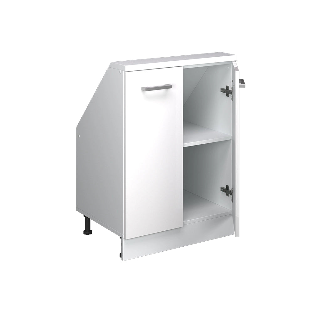 Mobile cucina sottotetto R-Line Bianco lucido/Bianco 60 cm con 2 porte Vicco