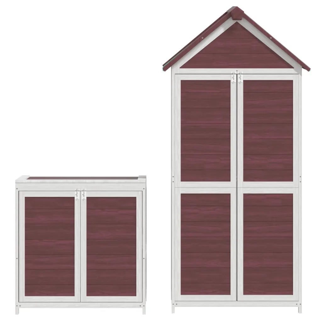 Set Rimessa Attrezzi da Giardino 2pz Moka Legno Massello Pino 172251