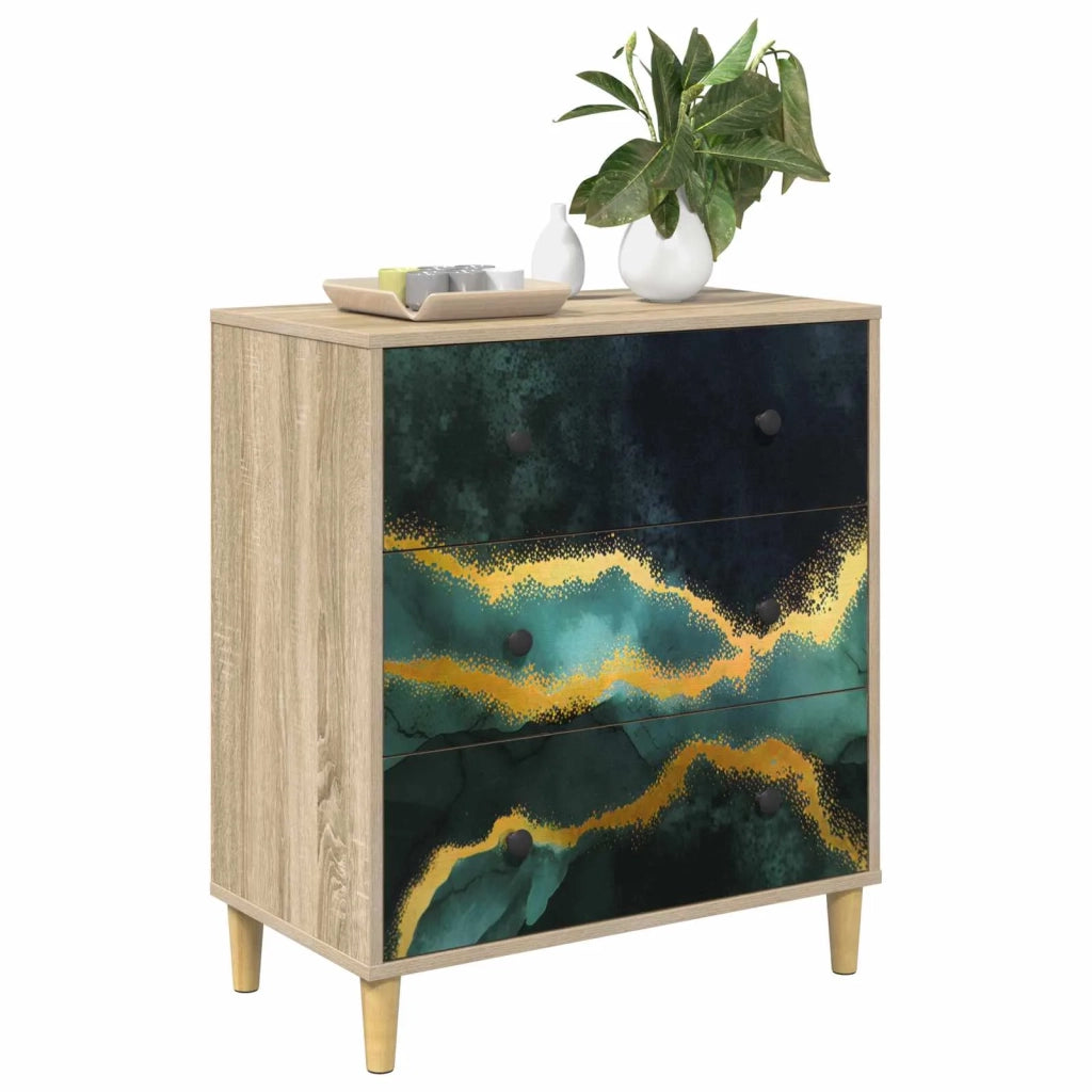 Cassettiera WIJHE Stampa in marmo turchese 66 x 36,5 x 75 cm 8007354