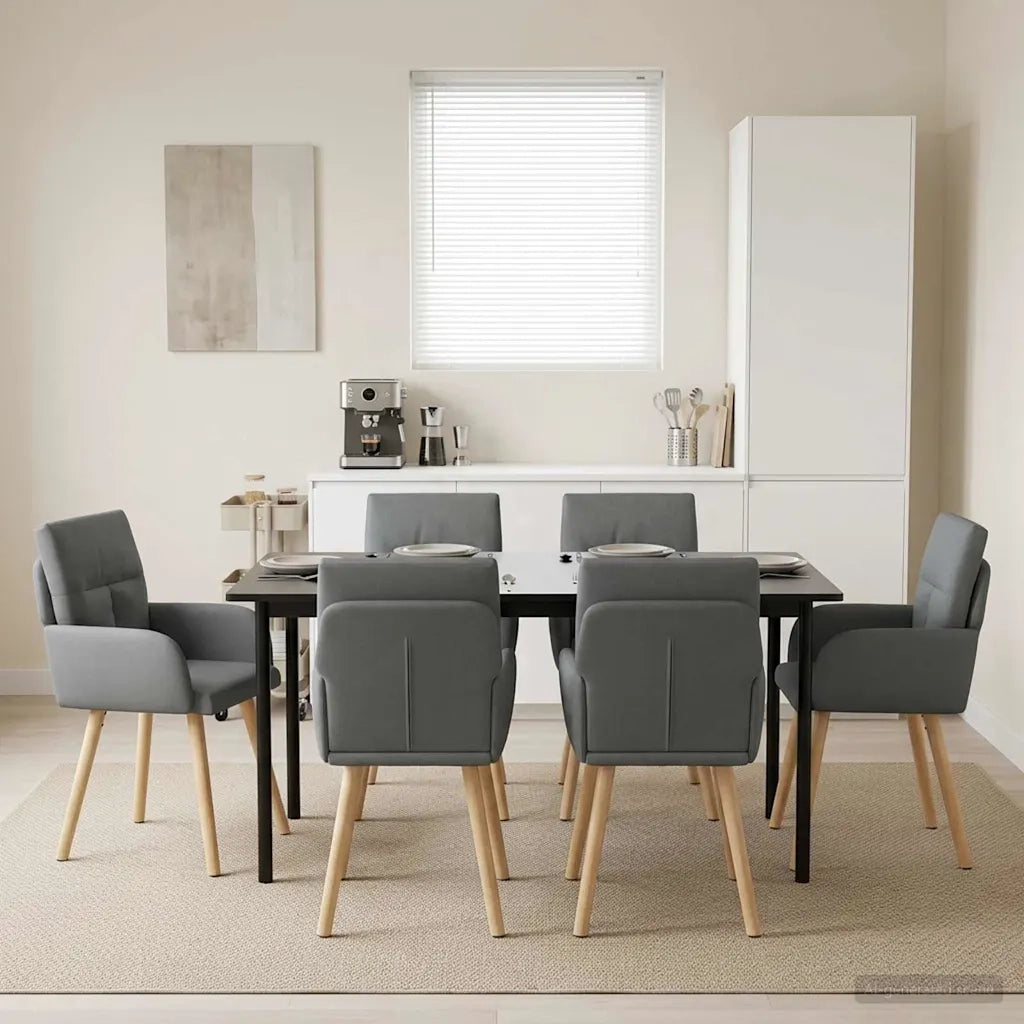 Sedie da pranzo 6 pcs Tessuto Grigio Scuro 60 x 56 x 96 cm 3428366