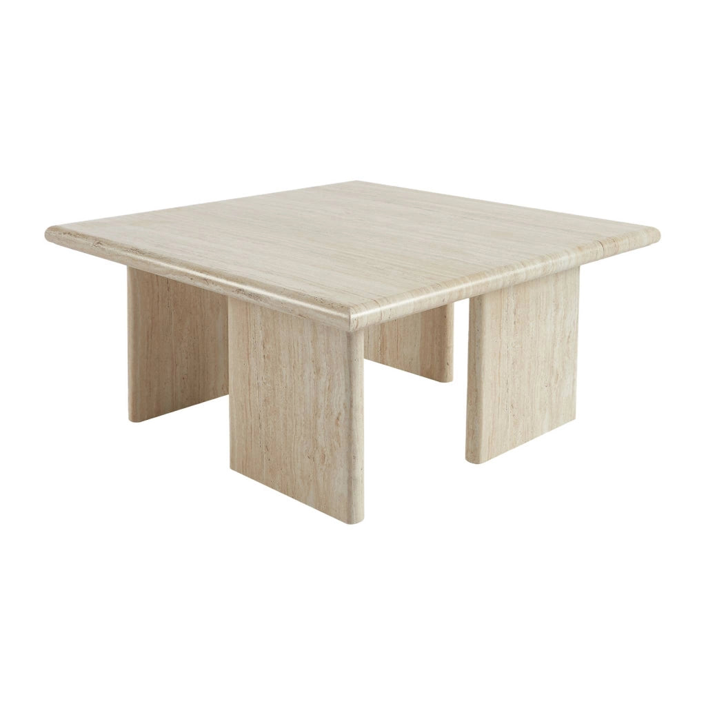 Tavolino quadrato effetto legno, beige travertino
