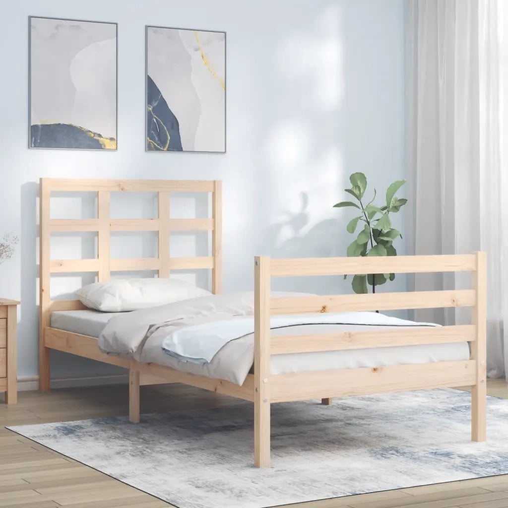 Giroletto con Testiera-Struttura Letto con testiera 90x200 cm in Legno Massello 397345