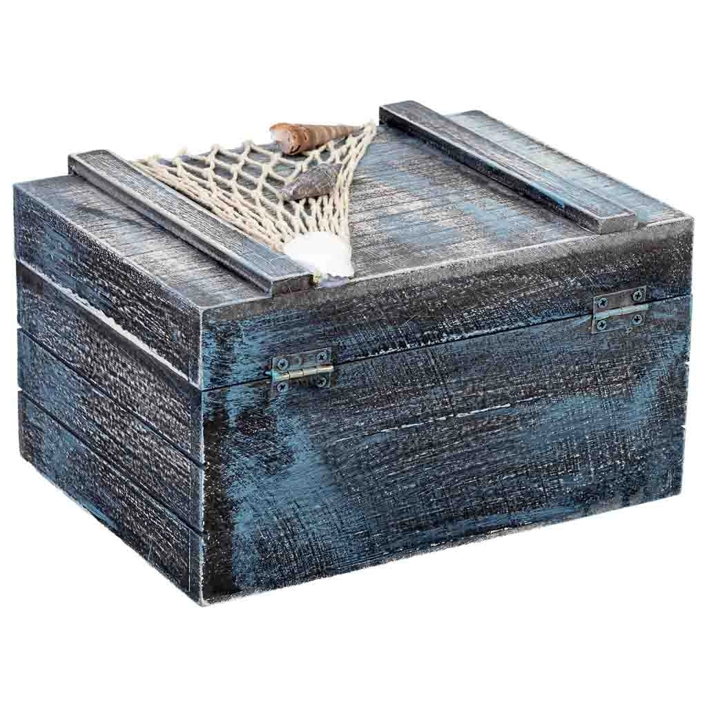 Scatola decorativa in legno blu 22x16x13h cm